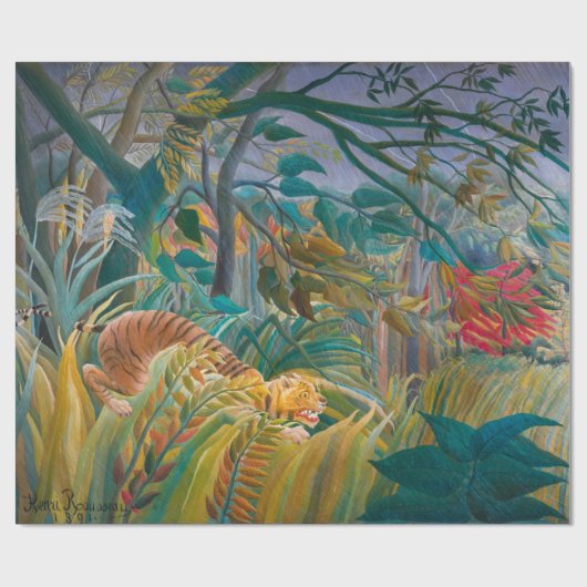 Tiger im Sturm Tropenwald Exotische Dschungel Geschenkpapier (Flach)