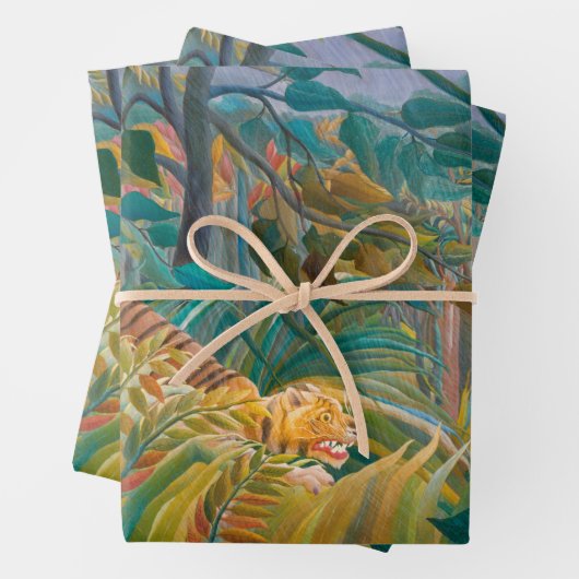 Tiger im Sturm Tropenwald Exotische Dschungel Geschenkpapier Set (Beispiel)