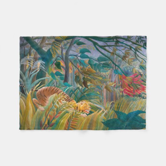 Tiger im tropischen Regenwald Exotischer Dschungel Fleecedecke (Vorderseite (Horizontal))