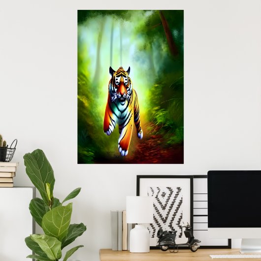 Tiger im Wald | AI Art Poster (Heimbüro)