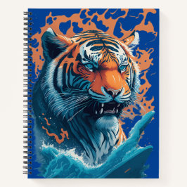Tiger im Wasser, cooles Notebook für die Schule Notizblock