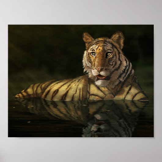 Tiger im Wasser Digitale Malerei Poster (Vorne)
