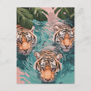 Tiger im Wasserabenteuer Postkarte