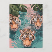 Tiger im Wasserabenteuer Postkarte (Vorderseite)