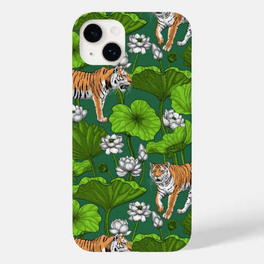 Tiger im weißen Lotusteich Case-Mate iPhone Hülle (Rückseite)