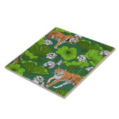 Tiger im weißen Lotusteich Fliese (Seite)