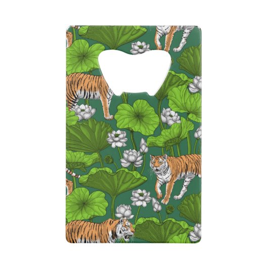 Tiger im weißen Lotusteich Geldbeutel Flaschenöffner (Vorderseite)