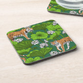 Tiger im weißen Lotusteich Getränkeuntersetzer (Linke Seite)