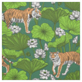 Tiger im weißen Lotusteich Stoff (Muster)