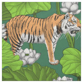 Tiger im weißen Lotusteich Stoff (Muster)