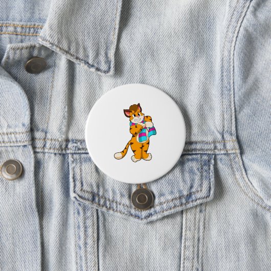 Tiger im Winter mit Scarf Button (Beispiel)