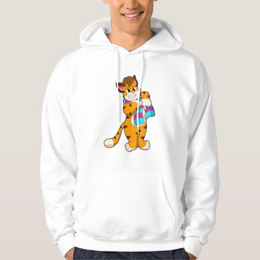 Tiger im Winter mit Scarf Hoodie (Vorderseite)
