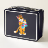 Tiger im Winter mit Scarf Metall Brotdose (Rückseite)