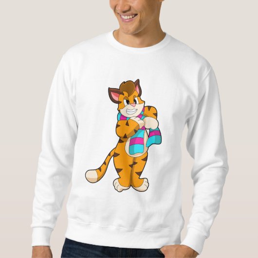 Tiger im Winter mit Scarf Sweatshirt (Vorderseite)
