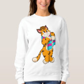 Tiger im Winter mit Scarf Sweatshirt (Vorderseite)