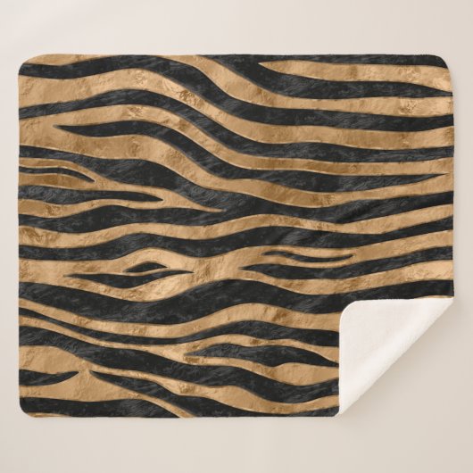 Tiger Imitat Pelz Textilien Schwarzer Abalone und  Sherpadecke (Vorderseite (Horizontal))