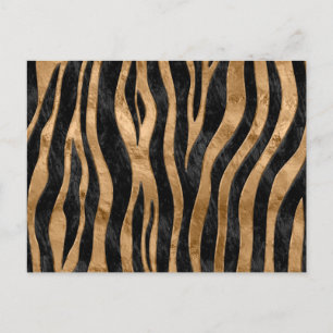 Tiger Imitate Fur Textur schwarze Abalone und Gold Postkarte