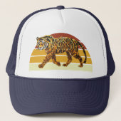 Tiger Imitats Sequin Retro Sunset Truckerkappe (Vorderseite)