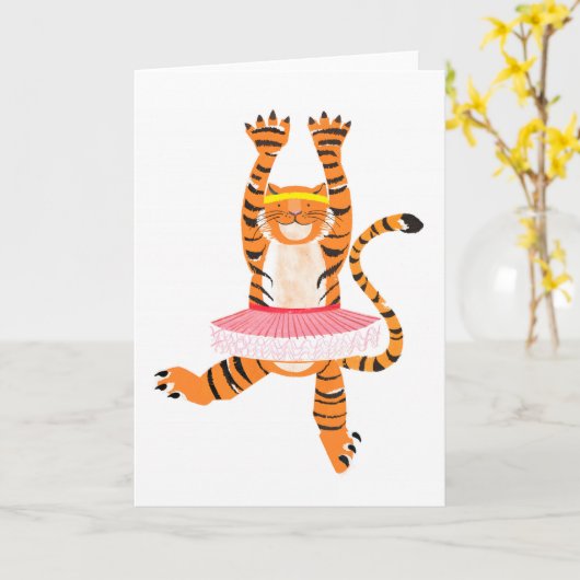 Tiger in a Tutu Karte (Gelbe Blume)