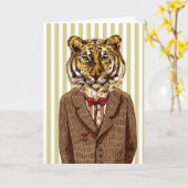 Tiger in Abend Wear Karte (Gelbe Blume)