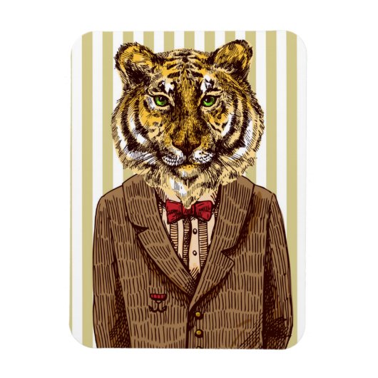 Tiger in Abend Wear Magnet (Vertikal)