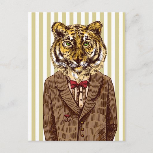 Tiger in Abend Wear Postkarte (Vorderseite)