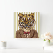 Tiger in Abend Wear Quadratische Wanduhr (Zuhause)