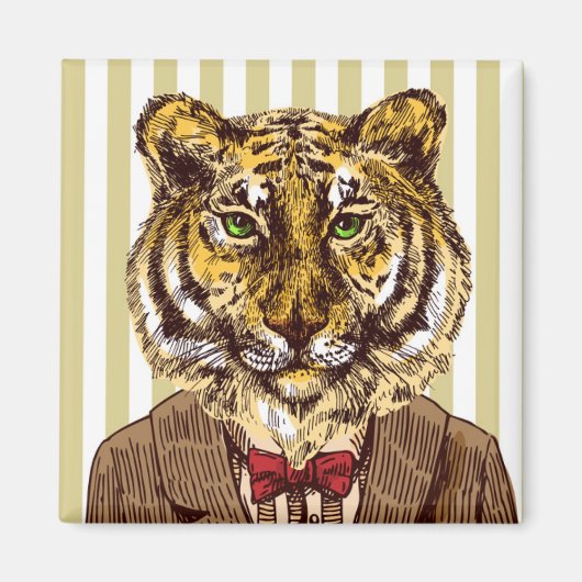 Tiger in Abendgarderobe Magnet (Vorne)