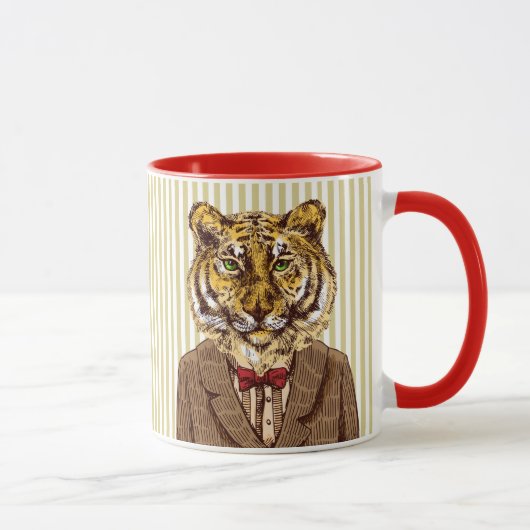 Tiger in Abendgarderobe Tasse (Rechts)