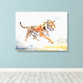 Tiger in Aktion 2 Leinwanddruck (Insitu (Holzboden))