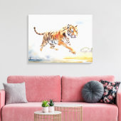 Tiger in Aktion 2 Leinwanddruck (Insitu (Wohnzimmer))