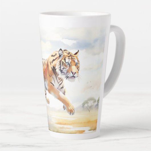 Tiger in Aktion 2 Milchtasse (Rechte Ecke)