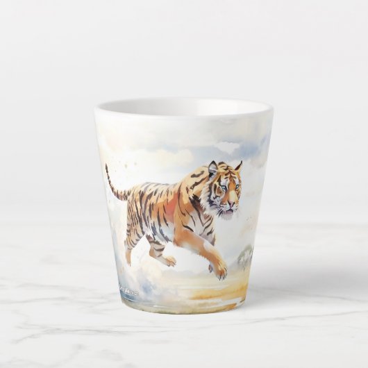 Tiger in Aktion 2 Milchtasse (Vorderseite)