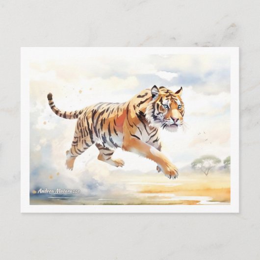 Tiger in Aktion 2 Postkarte (Vorderseite)