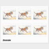 Tiger in Aktion 2 Quadratischer Aufkleber (Blatt)