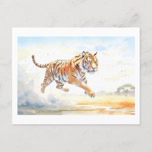 Tiger in Aktion 3 Postkarte