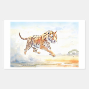 Tiger in Aktion 3 Rechteckiger Aufkleber