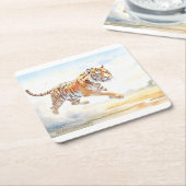 Tiger in Aktion 3 Rechteckiger Pappuntersetzer (angewinkelt)