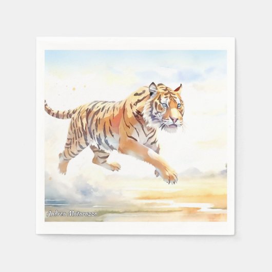Tiger in Aktion 3 Serviette (Vorderseite)