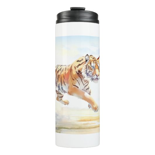 Tiger in Aktion 3 Thermosbecher (Vorderseite)