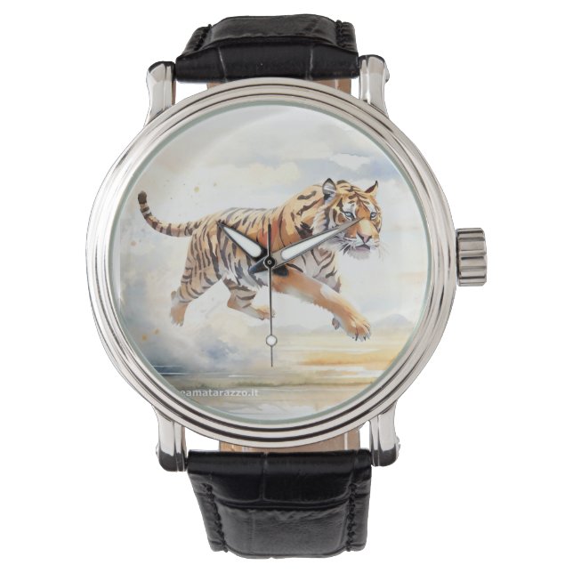 Tiger in Aktion Armbanduhr (Vorderseite)