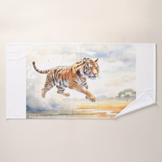 Tiger in Aktion Badhandtuch Set (Badehandtuch)