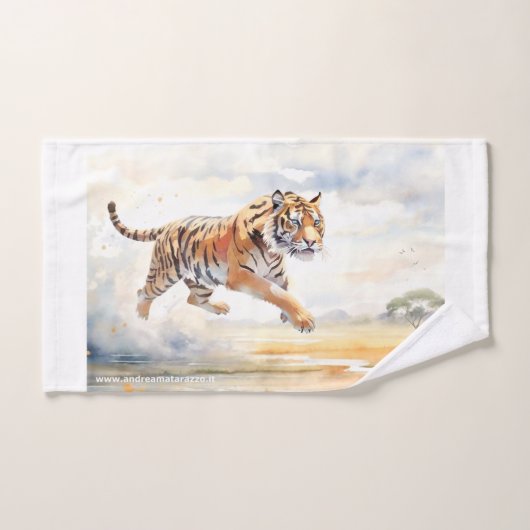Tiger in Aktion Badhandtuch Set (Handtuch)