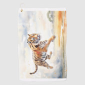 Tiger in Aktion Golfhandtuch (Vorderseite)