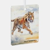 Tiger in Aktion Ornament Aus Metall (Vorderseite Rechts)
