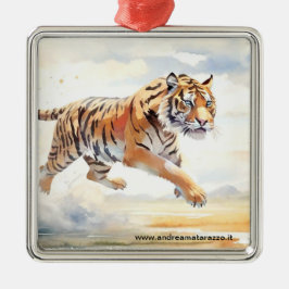 Tiger in Aktion Ornament Aus Metall