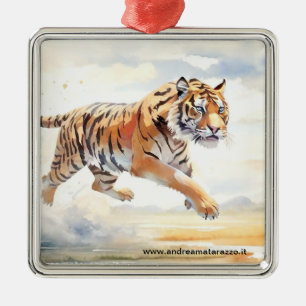 Tiger in Aktion Ornament Aus Metall
