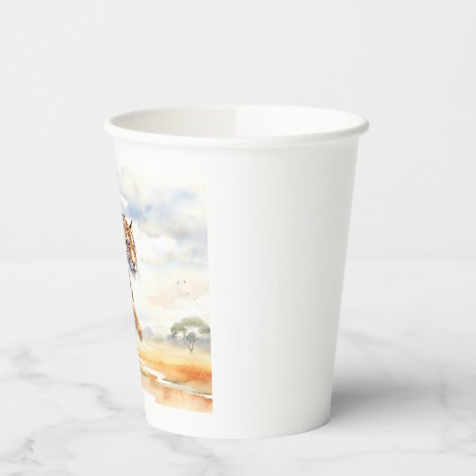 Tiger in Aktion Pappbecher (Links)