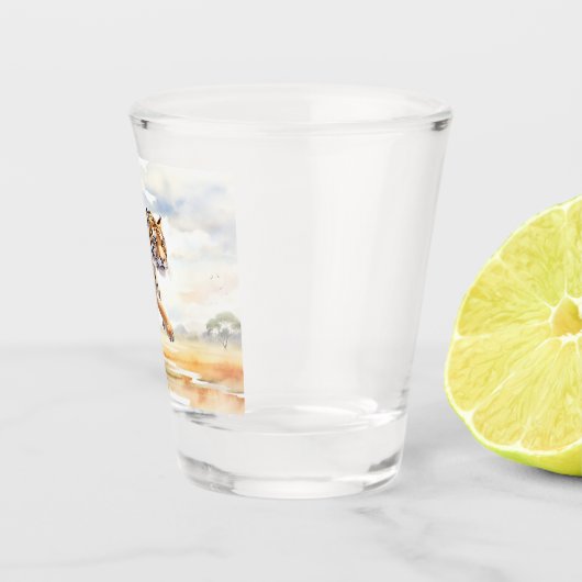 Tiger in Aktion Schnapsglas (Rechts)