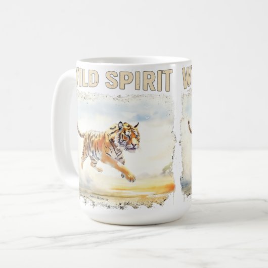 Tiger in Aktion - Wilder Geist Kaffeetasse (Vorderseite Links)
